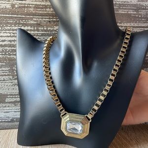 Gold Chained Necklace with Stone Pendant